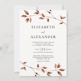 Invitación Caída minimalista deja Boda botánico