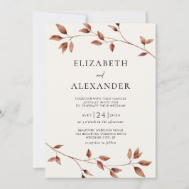 Invitación Caída minimalista deja Boda botánico