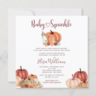 Invitación Caída Naranja Calabaza Leche Botella Bebé Rociar