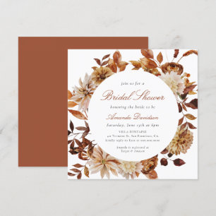 Invitación Caída Naranja quemada en otoño Floral Boho Bridal