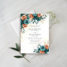 Caída Naranja Romántico Verde azulado Boda Floral