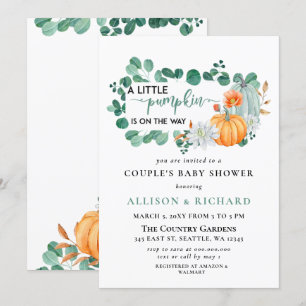 Invitación Caída neutra de género Calabaza Eucalyptus Baby Sh