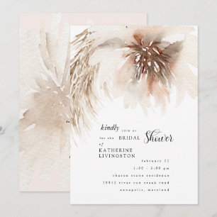Invitación Caída Neutral Pampas Floral Bridal Shower