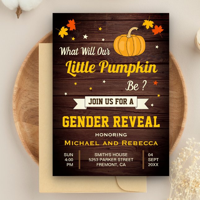 Invitación Caída Otoño Cute Pequeña Revelación de Género (Subido por el creador)