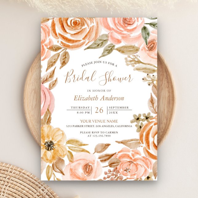 Invitación Caída Otoño Rústica Tercia Floral Bridal Shower (Subido por el creador)