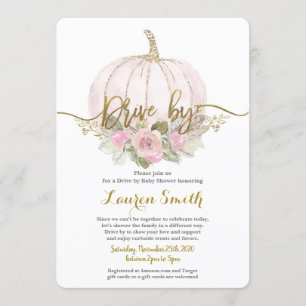 Invitación Caída por la calabaza rosa del chica Baby Shower