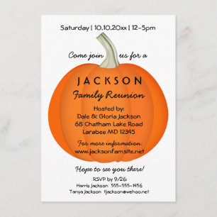 Invitación Caída Reunión familiar de otoño o calabaza Fiesta