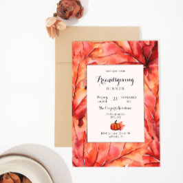 Invitación Caída Roja Sale de la Calabaza Acción de Gracias