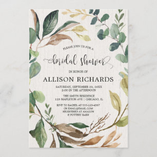 Invitación Caída rusa ducha de novia tema de bosques forestal