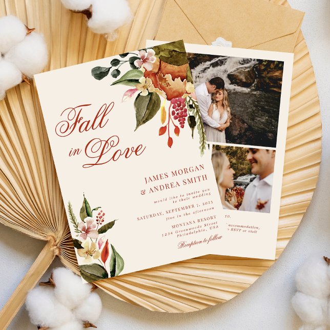 Invitación Caída Rusa en Amo Boda Floral Foto código QR (Subido por el creador)