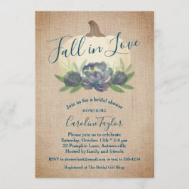 Invitación Caída rusa en amor Floral Azul ducha de novia