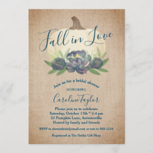 Invitación Caída rusa en amor Floral Azul ducha de novia