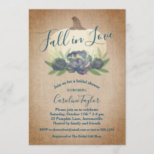 Invitación Caída rusa en amor Floral Azul ducha de novia