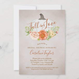 Invitación Caída Rusa Enamorada Ducha Bridal Calabaza Blanca