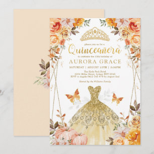 Invitación Caída Rusa Floral Quinceañera Mis Quince Anos