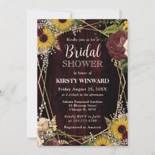 Invitación Caída Rusa Sunflowers Madera Frame Bridal Ducha