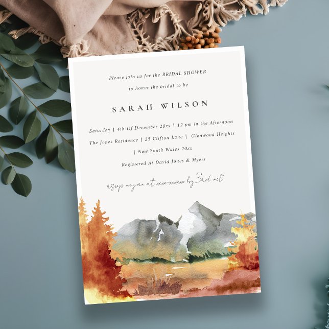 Invitación Caída Rust Mountain Trees Foliage Bridal Shower (Subido por el creador)
