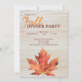 Invitación Caída Rustic Wood String Luces Cena Fiesta