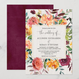 Invitación Caída rústica acuarela boda de otoño floral