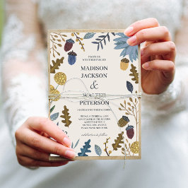 Invitación Caída rústica blanquecina deja boda