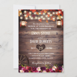 Invitación Caída Rústica Boda de Linterna Floral Vintage de M