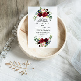 Invitación Caída Rústica caligrafía borgoña Boda de diamantes