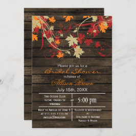 Invitación Caída rústica de madera de grano ducha de novia