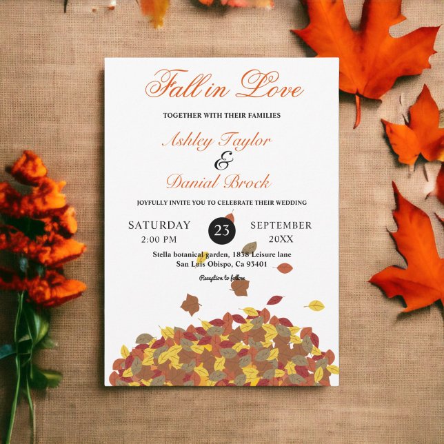 Invitación Caída Rústica deja a Boho Boda Floral del otoño (Subido por el creador)