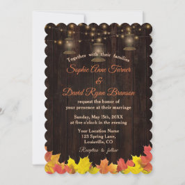 Invitación Caída Rústica deja Boda de viejos faroles maderero