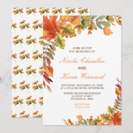 Invitación Caída Rustica del Otoño deja Boda