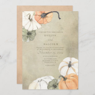 Invitación Caída Rustica Otoño Blanco, Naranja Boda de calaba