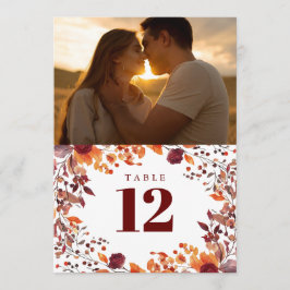 Invitación Caída Rústica Otoño Floral Número de tabla de foto