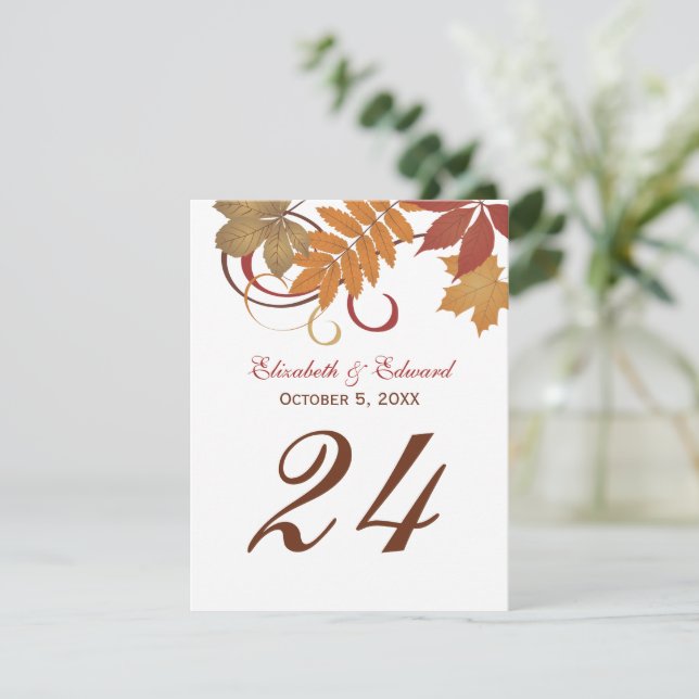 Invitación Caída Rústica Sale Boda Monograma Número de tabla (Anverso de pie)