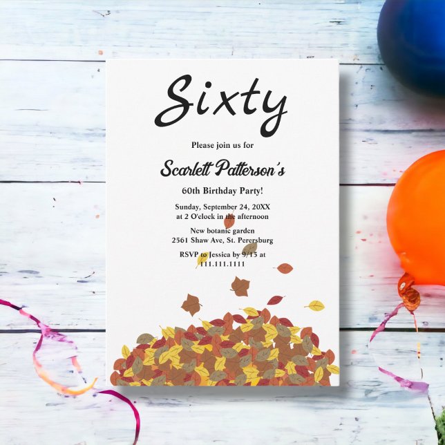 Invitación Caída Rústica Sale Floral Otoño Cumpleaños 60 (Subido por el creador)