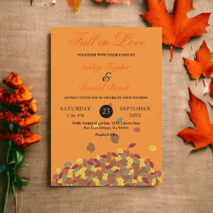 Invitación Caída Rústica Sale Naranja Boda Floral Otoño
