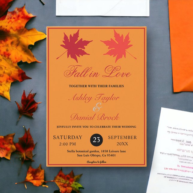 Invitación Caída Rústica Sale Naranja Quemado Boho Boh Boda C (Subido por el creador)