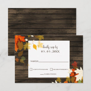 Invitación Caída Rústica Salto de la Madera de Barn Boda Rsvp