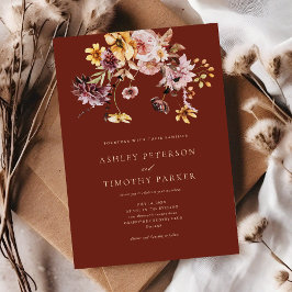 Invitación Caída Rústica Terracotta Floral Boho Boda