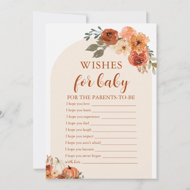 Invitación Caída Rústica Un pequeño deseo de calabaza para el (Anverso)