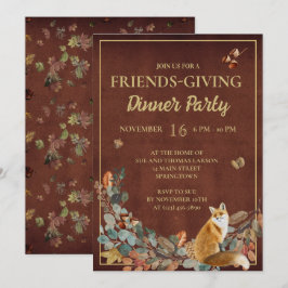 Invitación Caída Rústica y Fox FriendsGiving Dinner