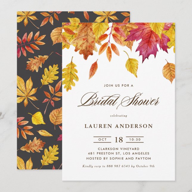 Invitación Caída Sale de Garland Autumn Bridal Shower (Anverso / Reverso)