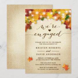 Invitación Caída Sale de la Cadena Luces Burlap Engagement Pa