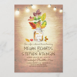 Invitación Caída Sale de la Cena Rústica de Mason Jar