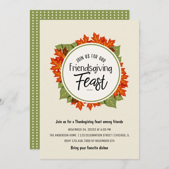 Invitación Caída Sale de la Festividad Amistosa/Día de Acción (Anverso / Reverso)