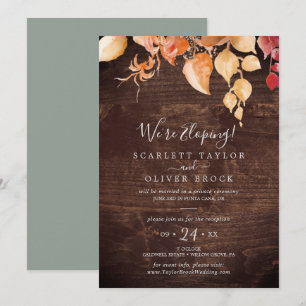 Invitación Caída Sale De La Recepción De Elopement De Madera