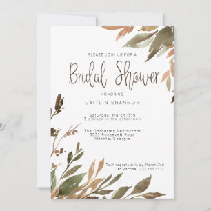 Invitación Caída Sale de Verdor Acuarela Ducha Bridal