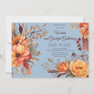 Invitación Caída Sale Floral Día de Acción de Gracias