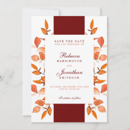Invitación Caída Sale Matrimonio Naranja Quemado Guardar La F