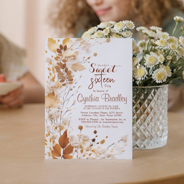 Invitación Caída simple Dulce Dieciséis cumpleaños (Subido por el creador)