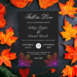 Invitación Caída simple en el amor Boda de otoño blanco y neg